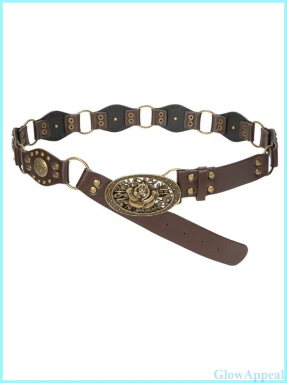 Faux Leather Western Belt Rivet Studded Vintage Buckle Cowgirl Unisex